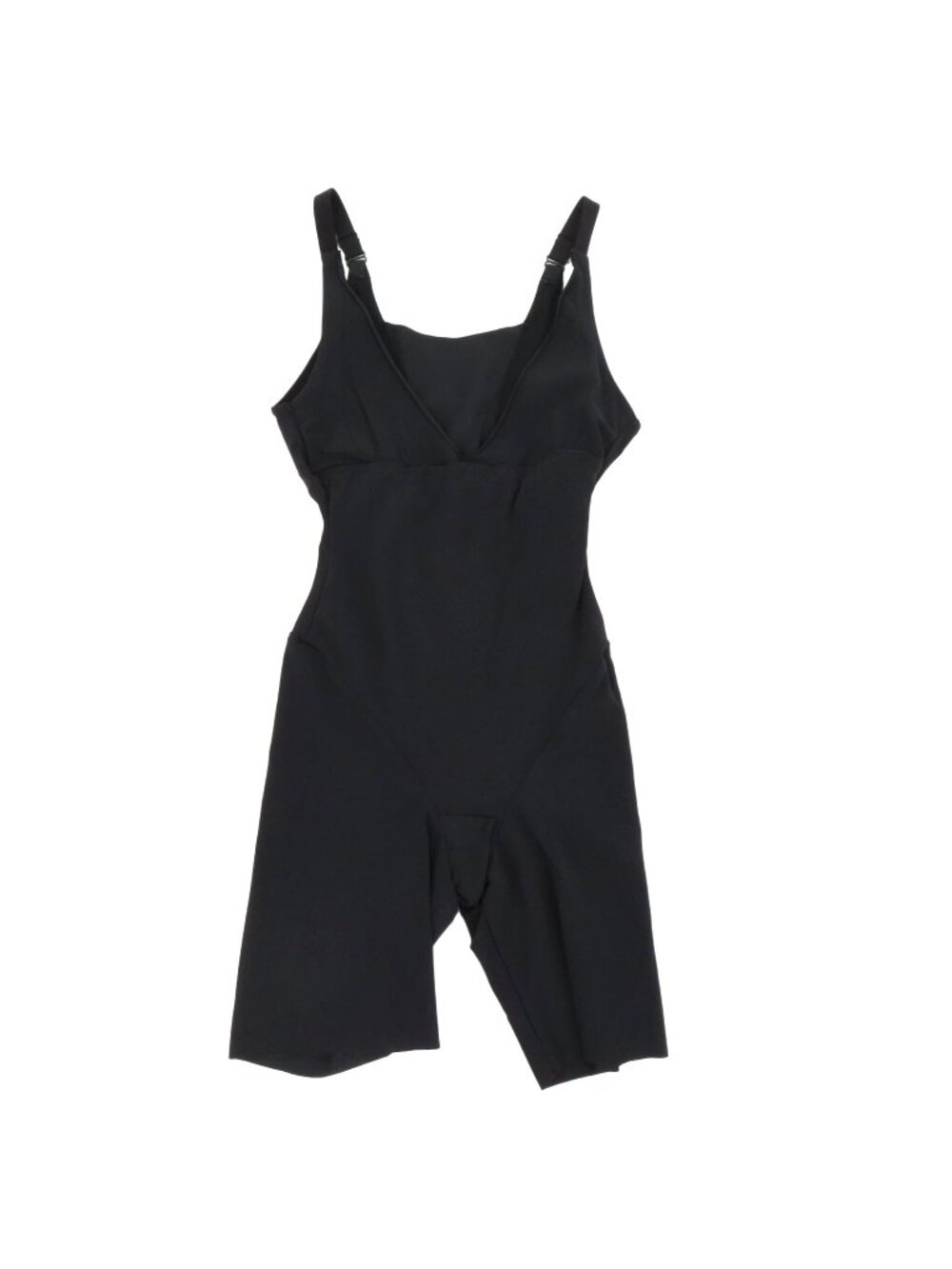 Flexees Womens Small 2556 Open Bust Shapewear One Piece Mid Thigh Solid Black